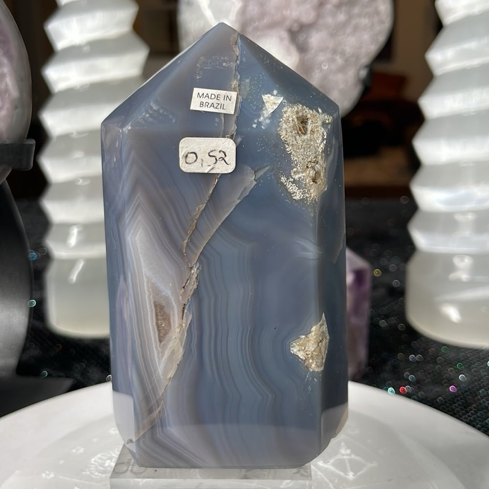 Green Amethyst w/ Blue Agate Tower- GAB1