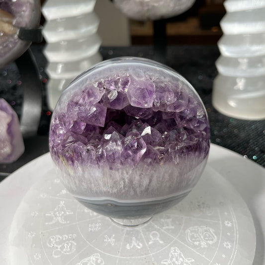 Druzy Amethyst Sphere w/ Blue Agate Banding- DAS1