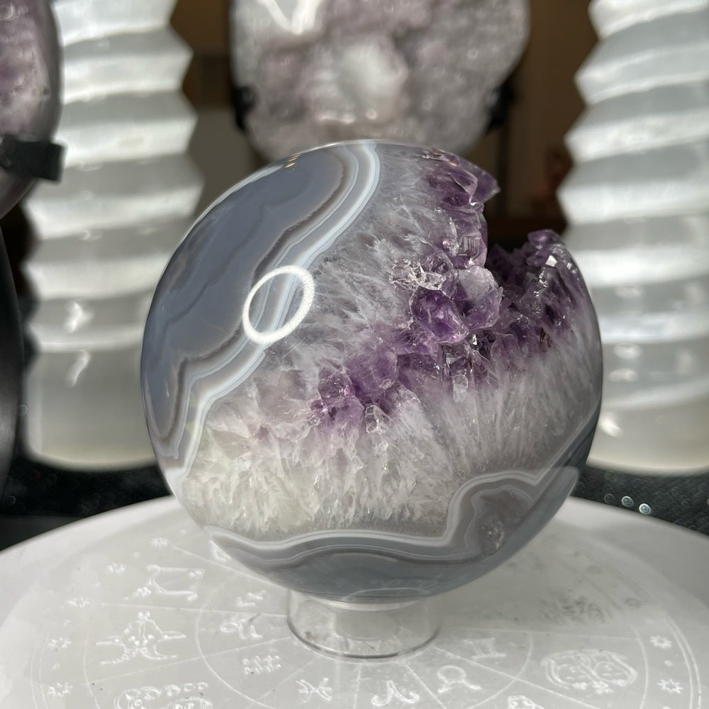 Druzy Amethyst Sphere w/ Blue Agate Banding- DAS1