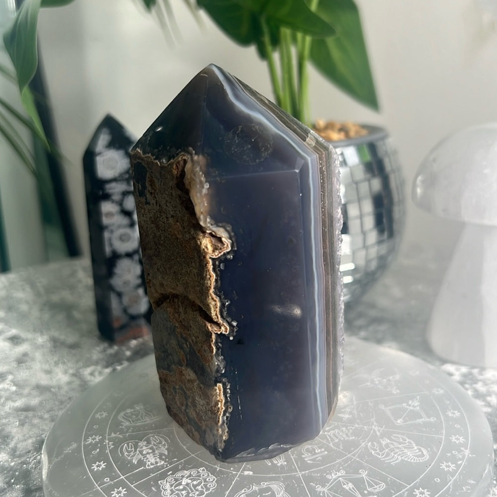 Druzy Amethyst Tower w/ Blue Agate Banding- DAT01