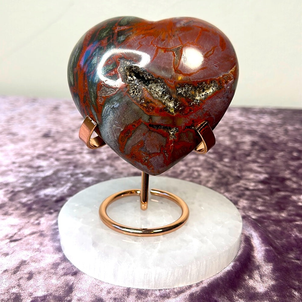 Druzy Petrified Wood Heart - PW05