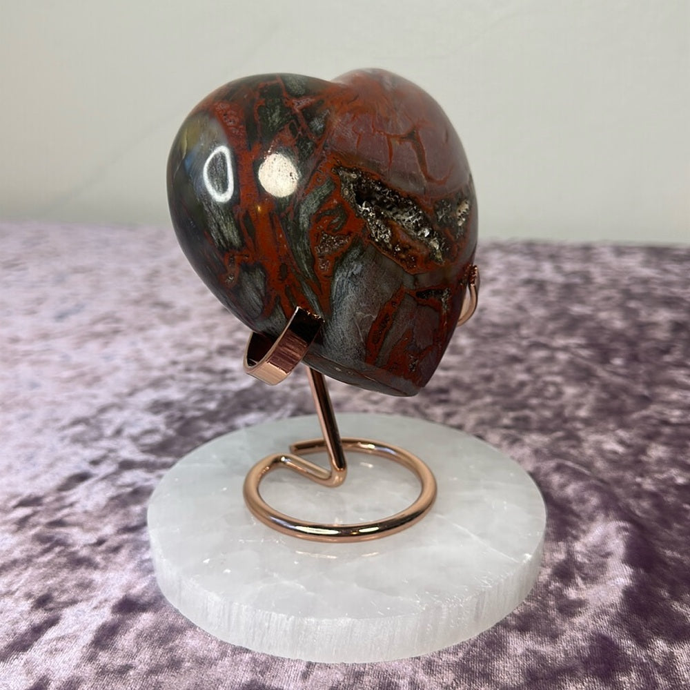 Druzy Petrified Wood Heart - PW05