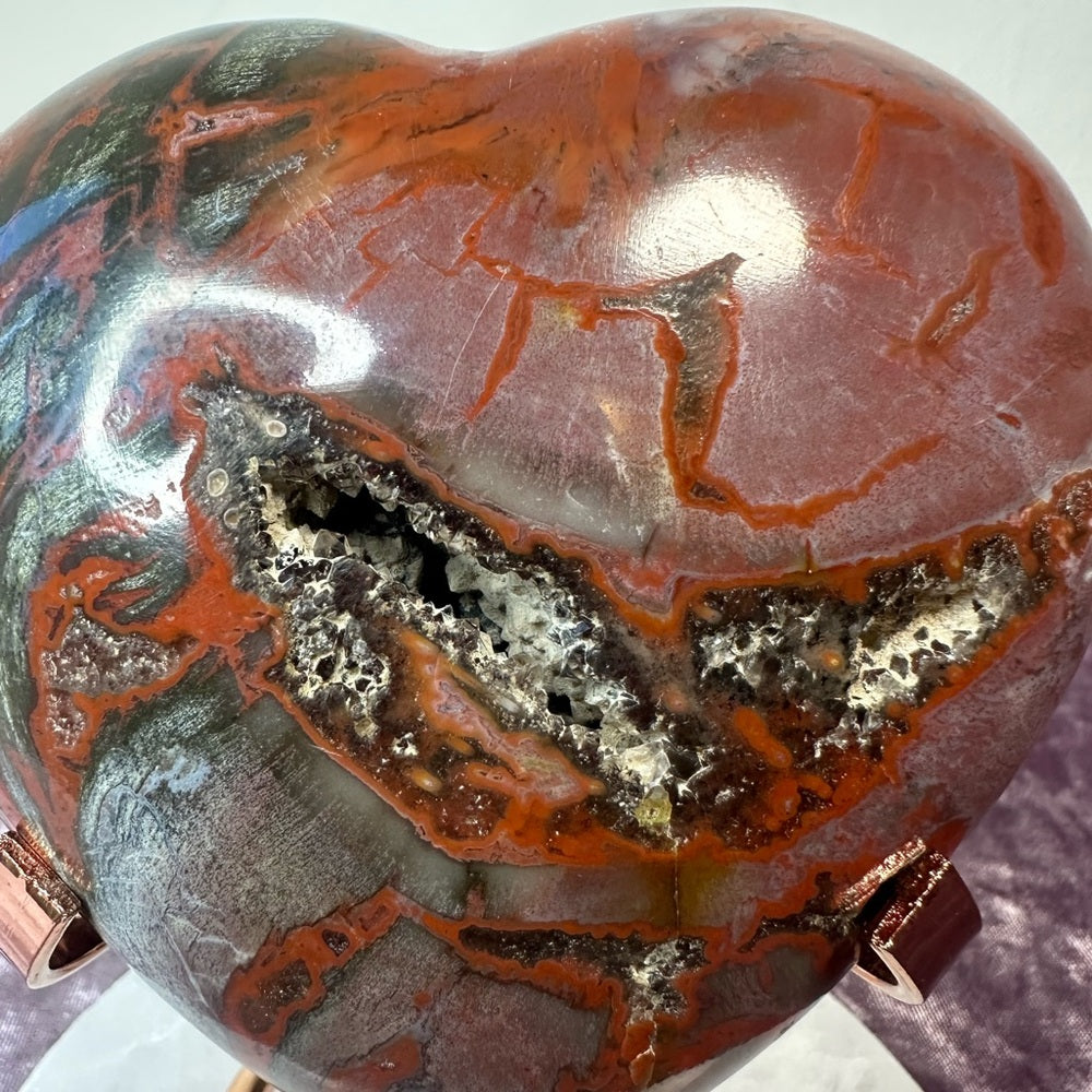 Druzy Petrified Wood Heart - PW05
