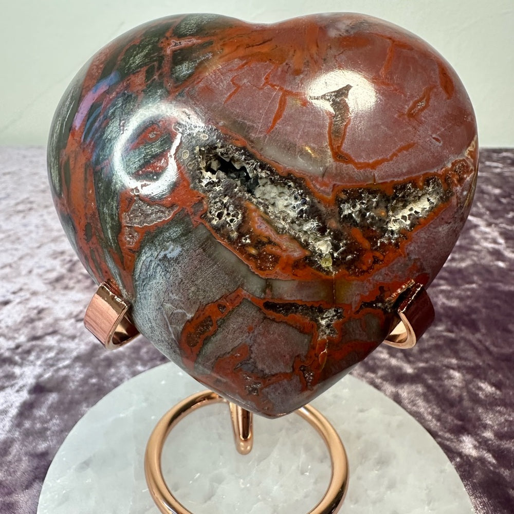 Druzy Petrified Wood Heart - PW05