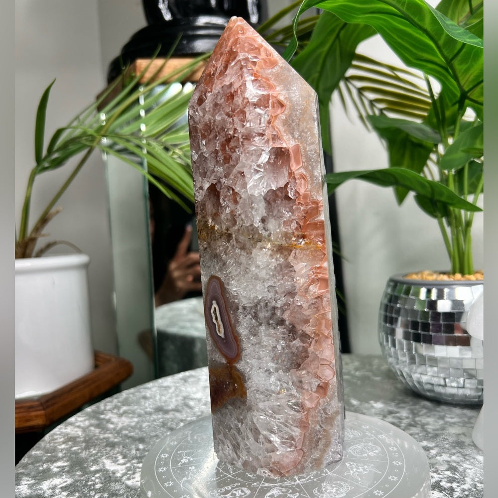 Druzy Amethyst Tower W Pink Agate- DP08