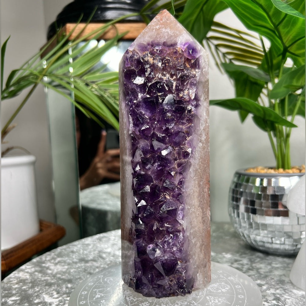 Druzy Amethyst Tower W Pink Agate- DP08