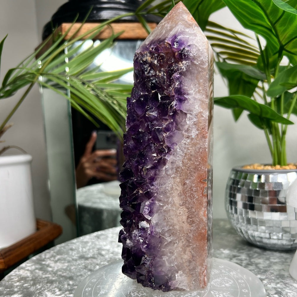 Druzy Amethyst Tower W Pink Agate- DP08