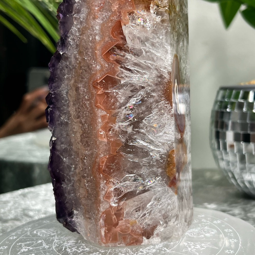 Druzy Amethyst Tower W Pink Agate- DP08