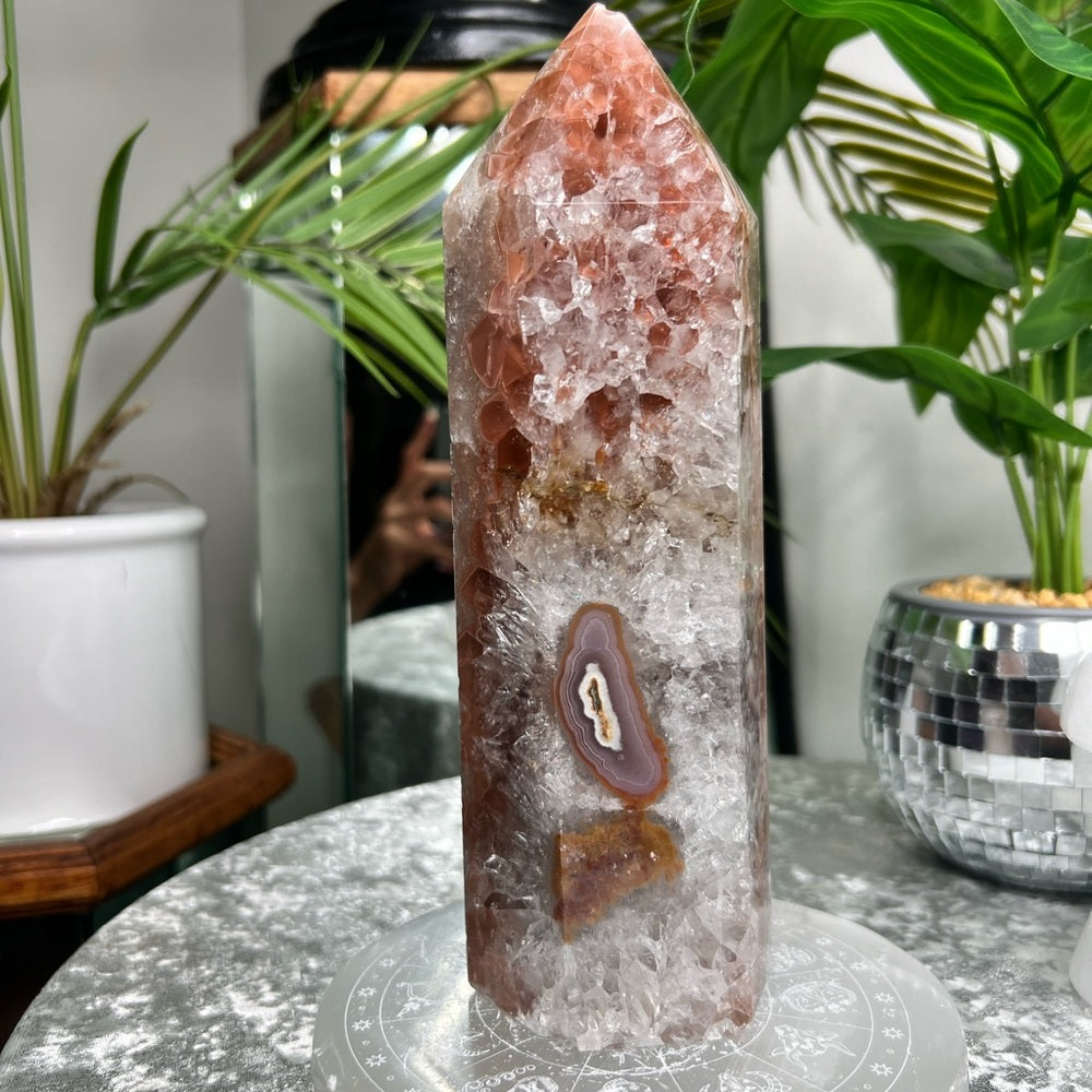 Druzy Amethyst Tower W Pink Agate- DP08