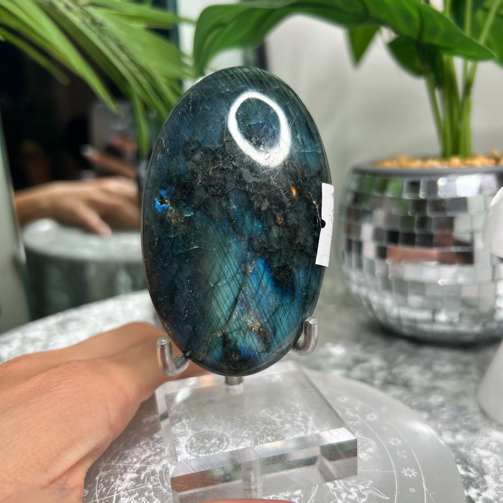 Platinum Shutterflash Labradorite Palmstone-  PSLP2
