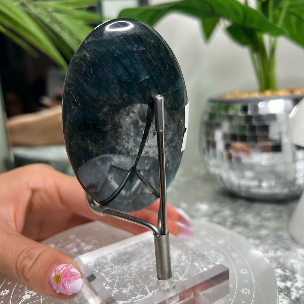 Platinum Shutterflash Labradorite Palmstone-  PSLP2