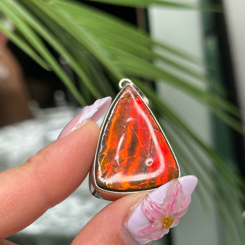 Fire Red Ammonite Pendant From Canada- FRA1