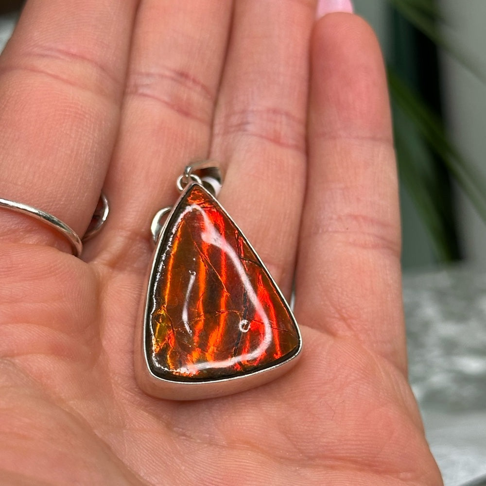 Fire Red Ammonite Pendant From Canada- FRA1