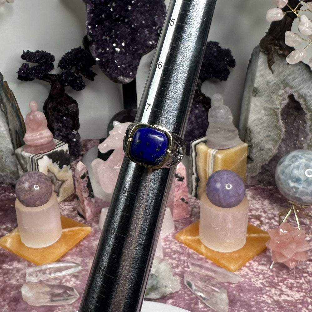 Lapis with pyrite ring size 8