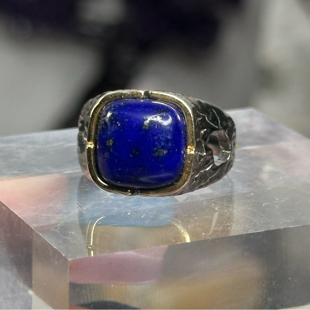Lapis with pyrite ring size 8