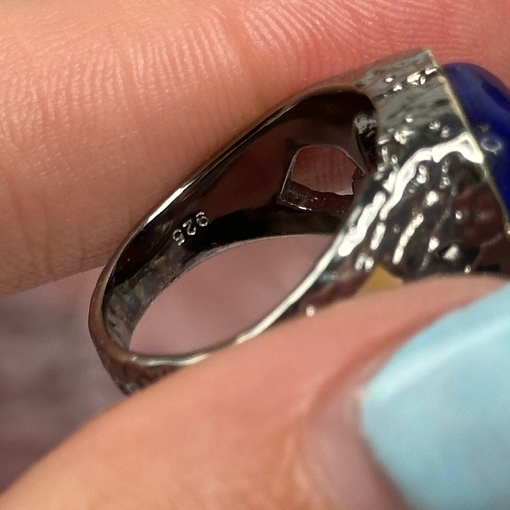 Lapis with pyrite ring size 8