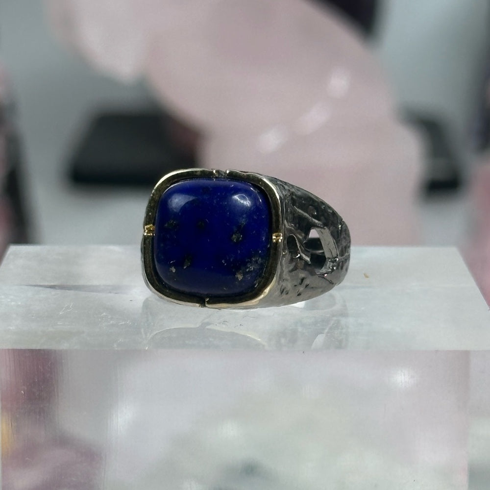 Lapis with pyrite ring size 8