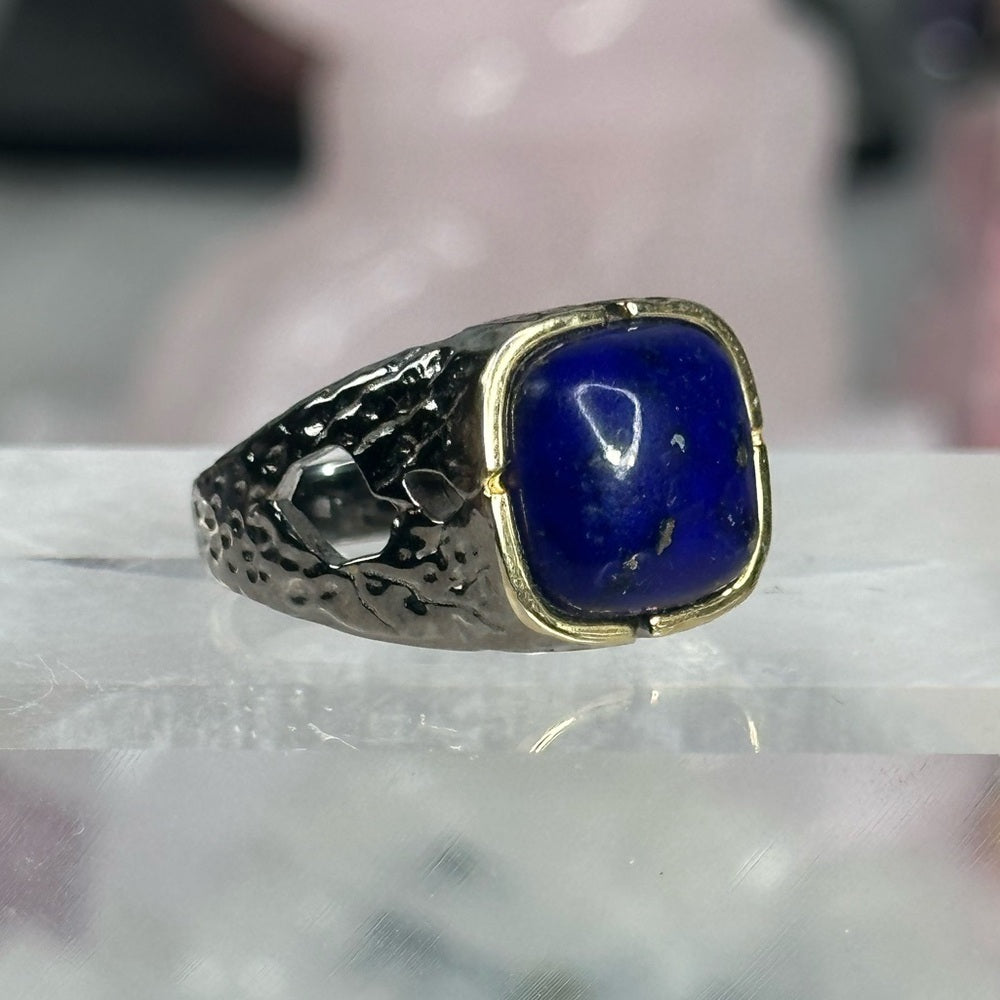 Lapis with pyrite ring size 8