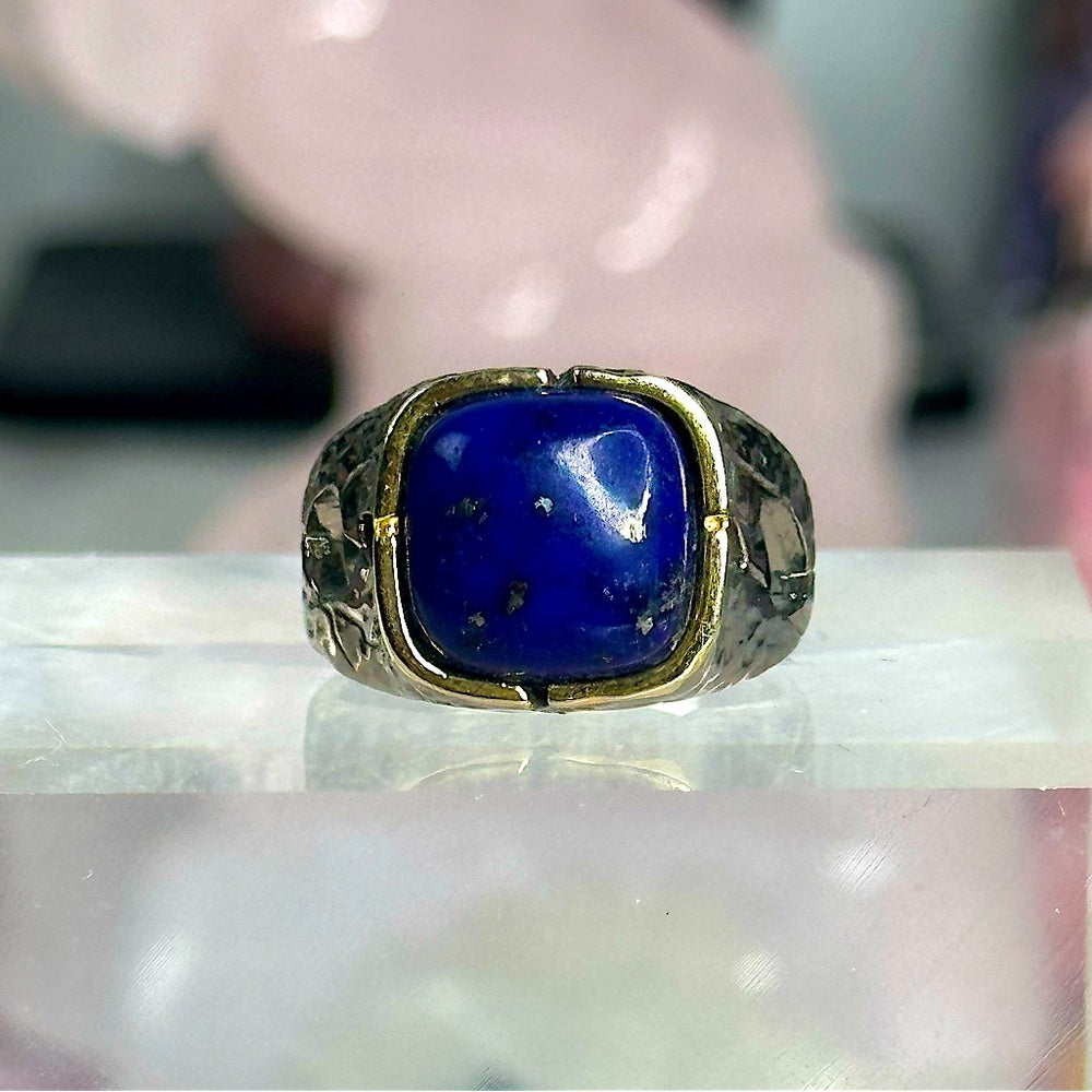 Lapis with pyrite ring size 8