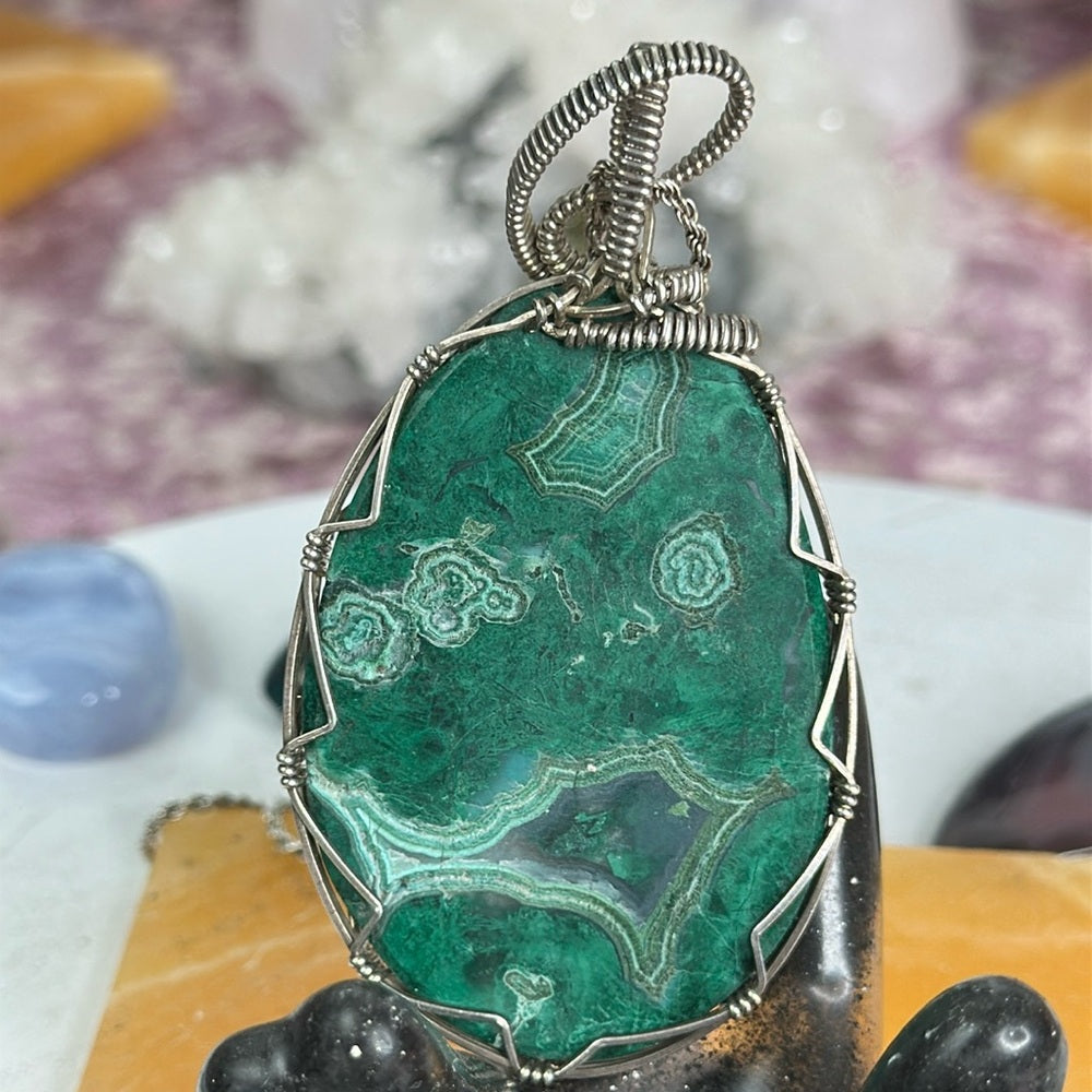 Malachite Chrysocolla Wire Wrapped Necklace MCN01