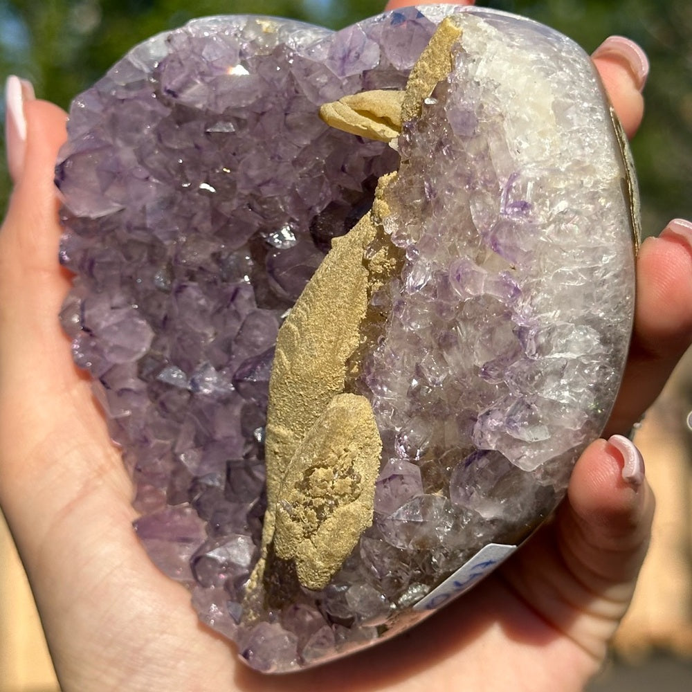 Heart-Shaped Amethyst with Special Crystal Formation 💜🌈 HSA01