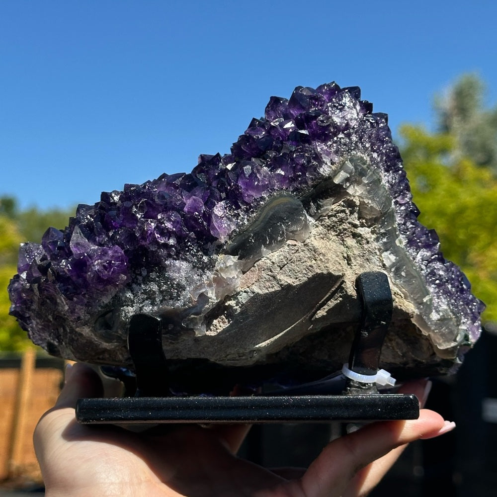 Stunning Purple Crystal Cluster on Stand 💜🌈 SPC2