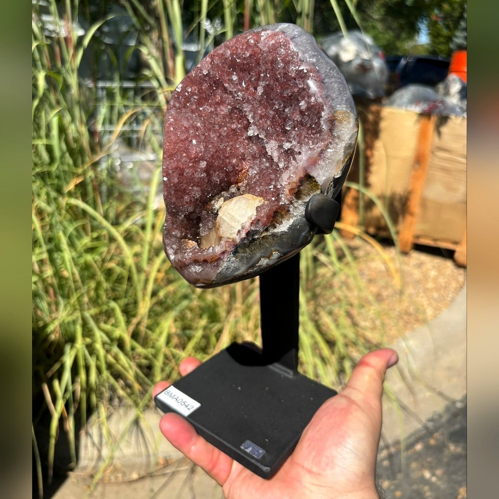 Red Amethyst On Stand w/ Calcite♥️🌹RASC01