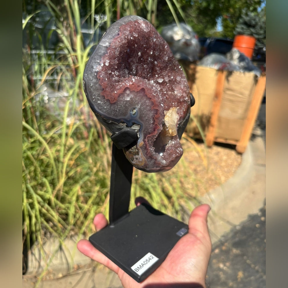 Red Amethyst On Stand w/ Calcite♥️🌹RASC01