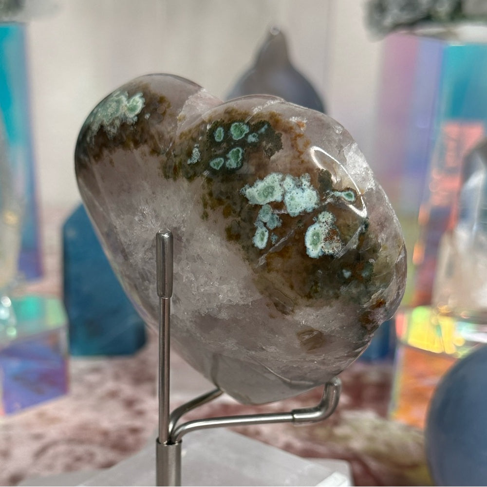 Pink Sugar Druzy Heart with Calcite inclusions PSD45
