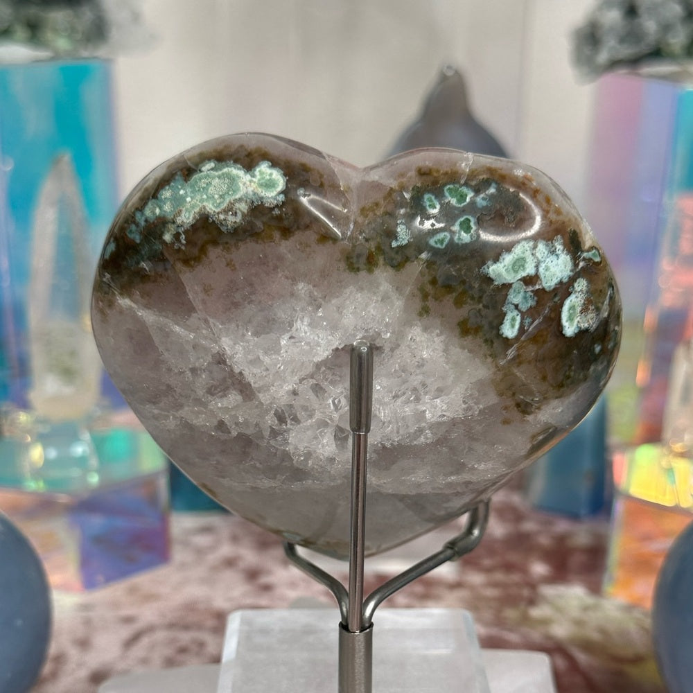 Pink Sugar Druzy Heart with Calcite inclusions PSD45