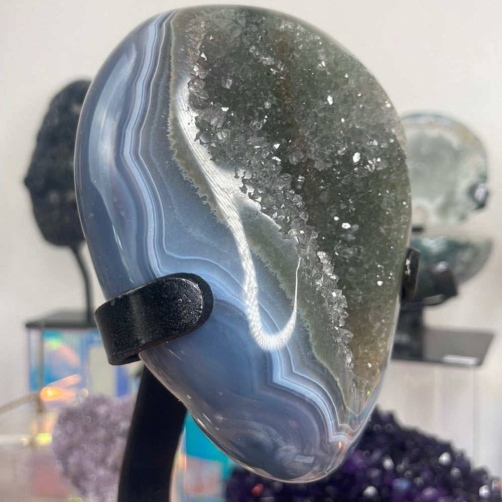 Druzy Amethyst with Blue Agate Banding 💗✨ ABA45