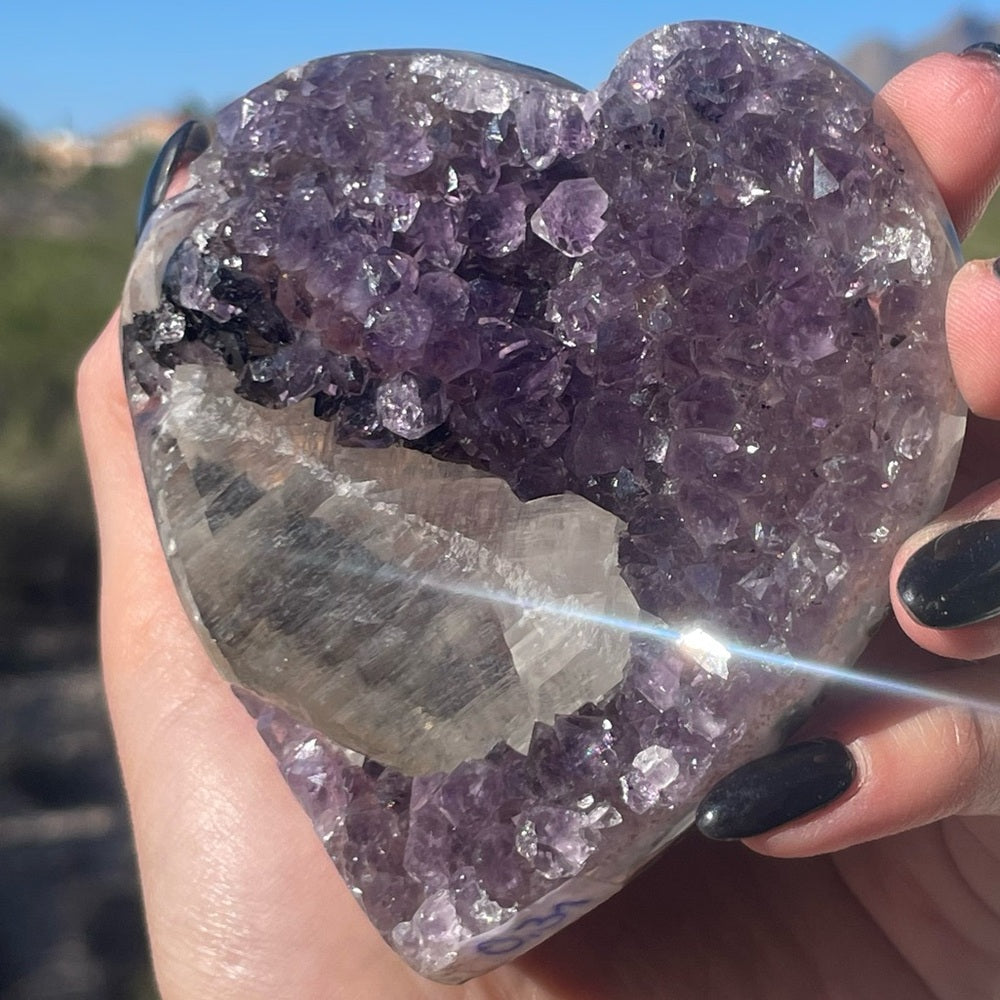 Heart-Shaped Amethyst with Special Crystal Formation 💜🌈 HSA02