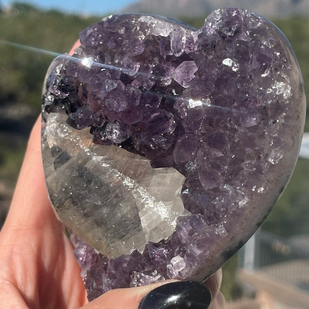 Heart-Shaped Amethyst with Special Crystal Formation 💜🌈 HSA02