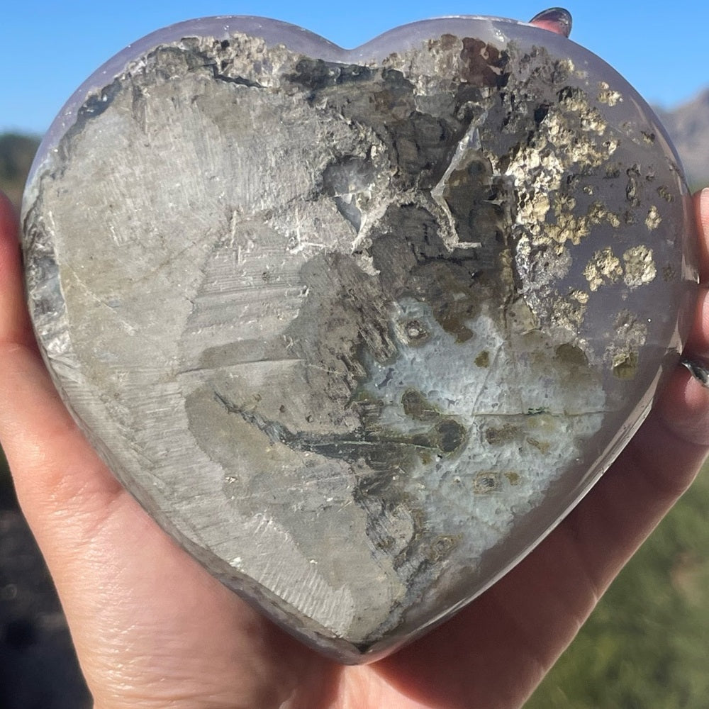 Heart-Shaped Amethyst with Special Crystal Formation 💜🌈 HSA03