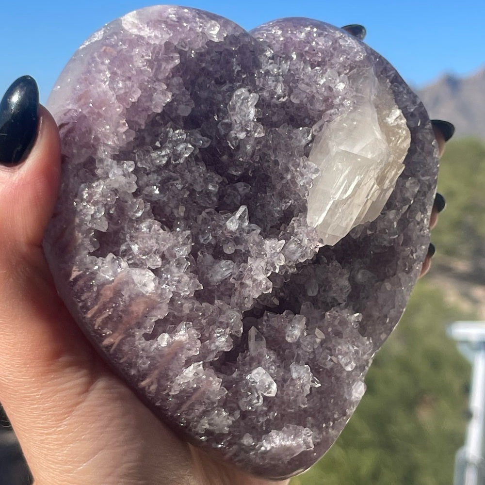 Heart-Shaped Amethyst with Special Crystal Formation 💜🌈 HSA03