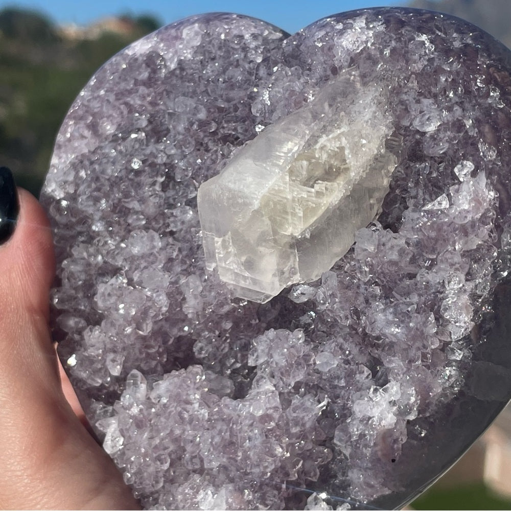 Heart-Shaped Amethyst with Special Crystal Formation 💜🌈 HSA03