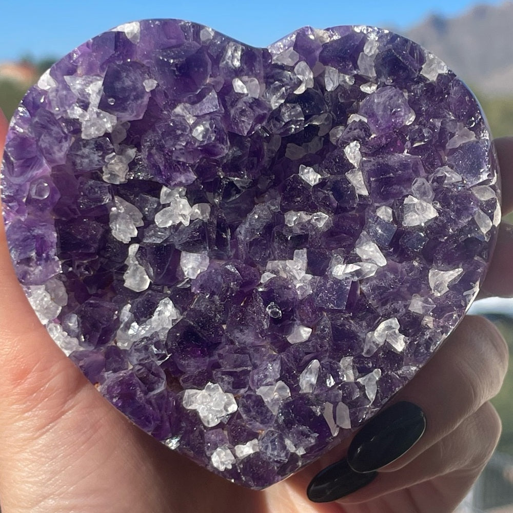 Heart-Shaped Amethyst with Special Crystal Formation 💜🌈 HSA04