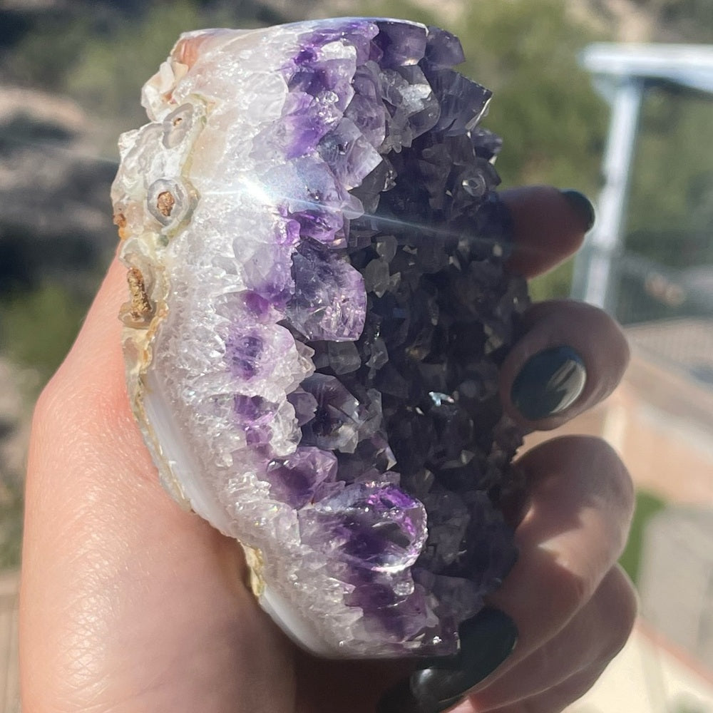 Heart-Shaped Amethyst with Special Crystal Formation 💜🌈 HSA04