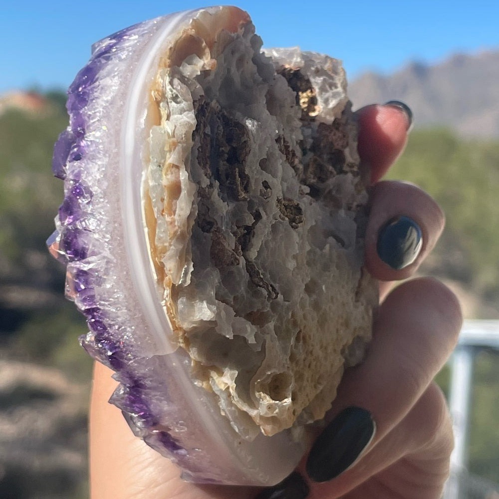 Heart-Shaped Amethyst with Special Crystal Formation 💜🌈 HSA04