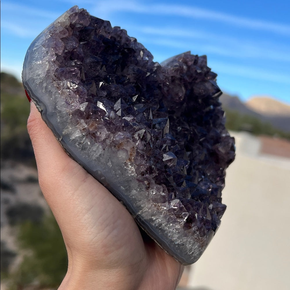 Heart-Shaped Amethyst with Special Crystal Formation 💜🌈 HSA07